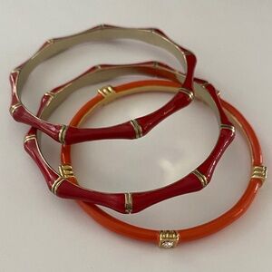 Vintage Red and Orange Bamboo-Style Bracelets